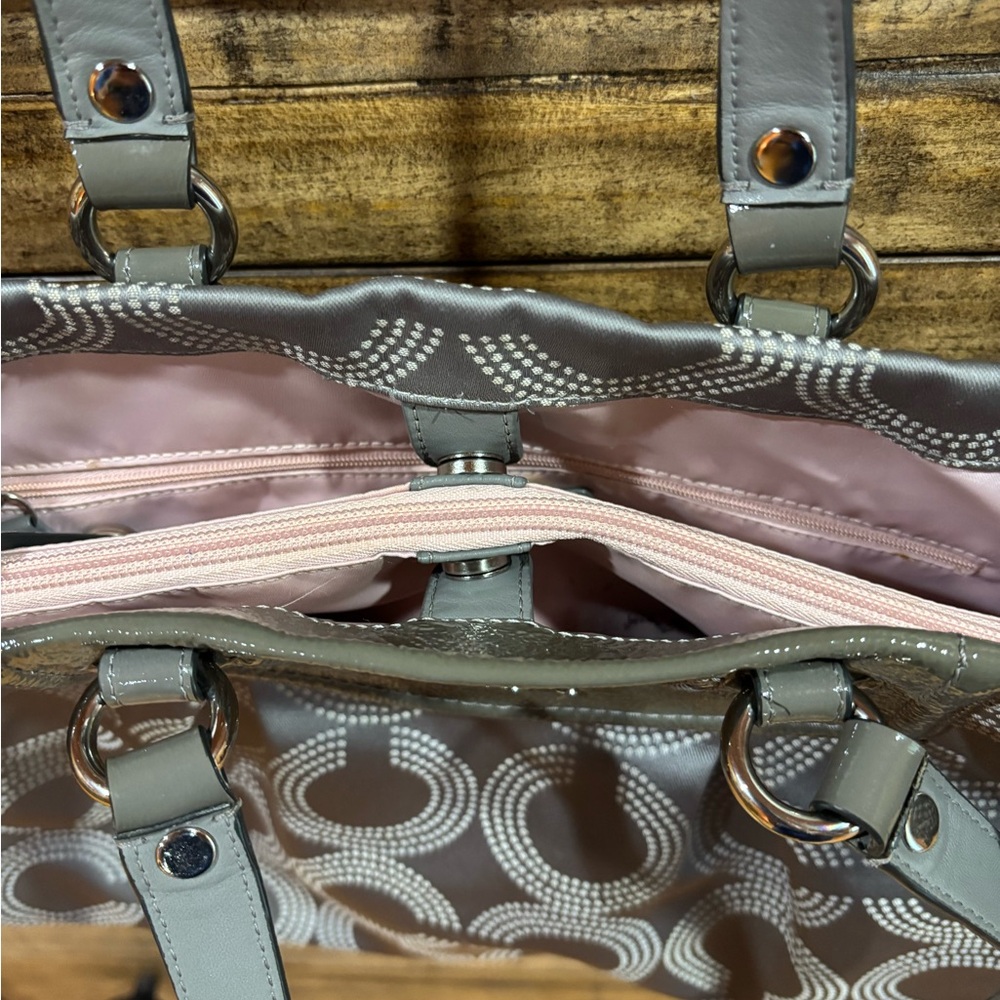 Coach Gray Ashley Dotted Op Carryall Bag‎ - Picture 7 of 15